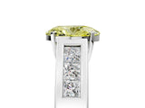 White gold Fancy Yellow Oval Cut Cut Channel Set Solitaire Ring with Four-Prong Setting_5