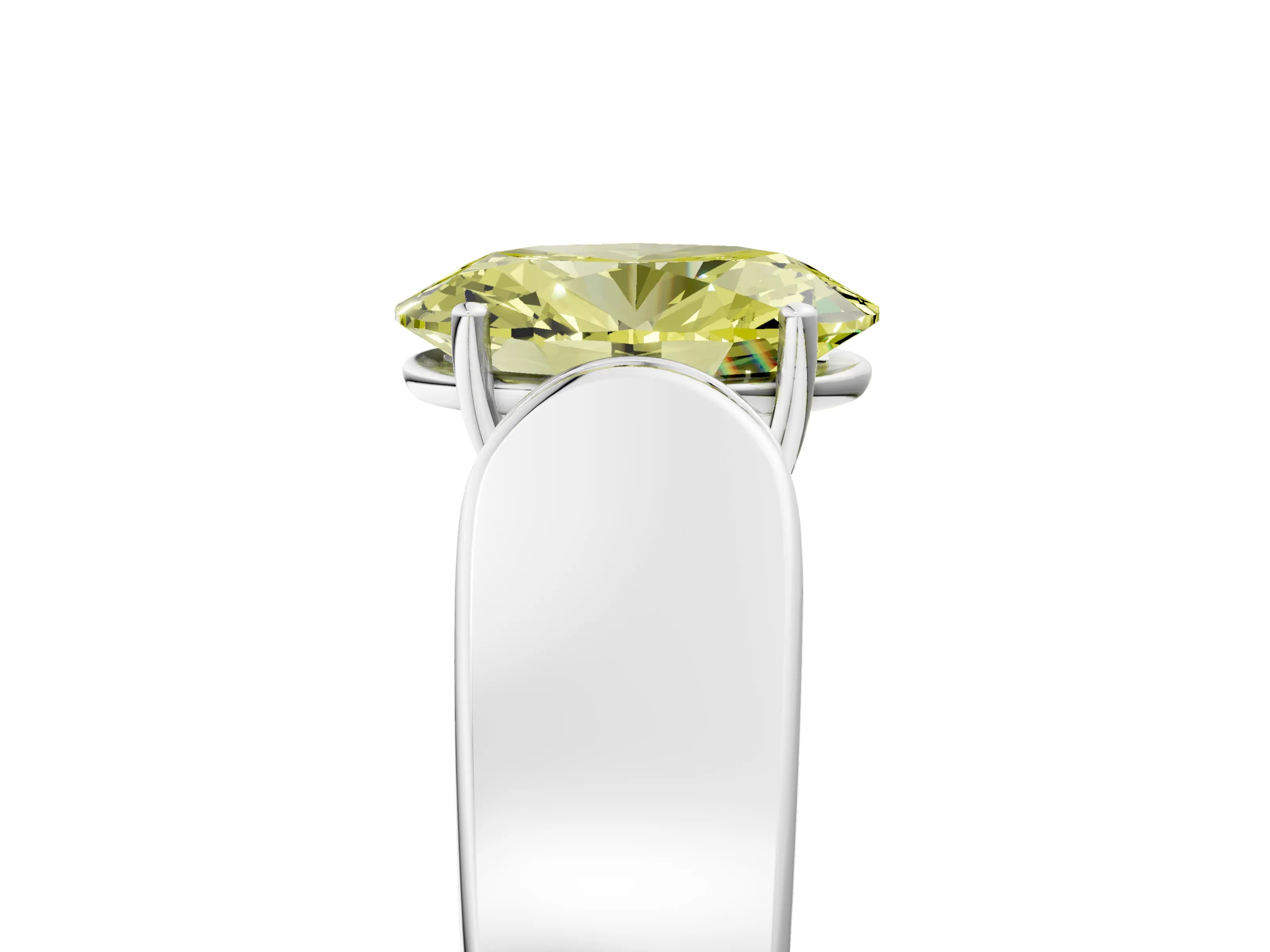 White gold Fancy Yellow Oval Cut Cut Diamond Channel Set Solitaire Ring with Four-Prong Setting_125