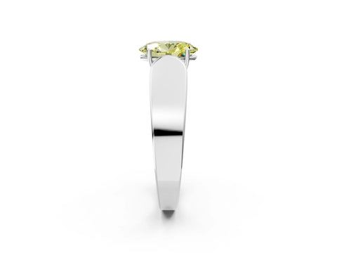 White gold Fancy Yellow Oval Cut Cut Diamond Channel Set Solitaire Ring with Four-Prong Setting_146