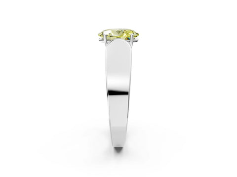 White gold Fancy Yellow Oval Cut Cut Diamond Channel Set Solitaire Ring with Four-Prong Setting_2