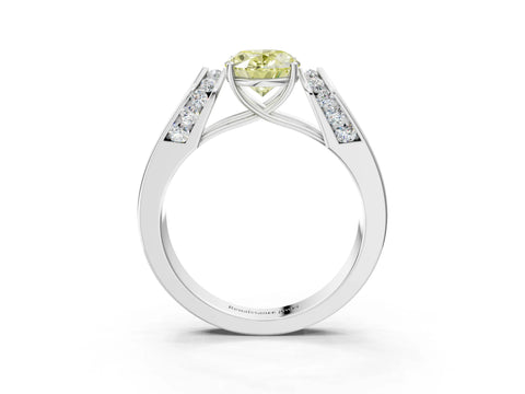White gold Fancy Yellow Oval Cut Cut Diamond Channel Set Solitaire Ring with Four-Prong Setting_63