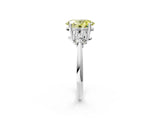 White gold Fancy Yellow Oval Cut Cut Diamond Cluster Ring with Solitaire Band and Four-Prong Setting_26
