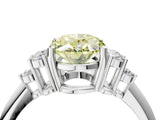 White gold Fancy Yellow Oval Cut Cut Diamond Cluster Ring with Solitaire Band and Four-Prong Setting_28