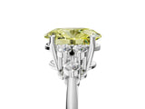 White gold Fancy Yellow Oval Cut Cut Diamond Cluster Ring with Solitaire Band and Four-Prong Setting_29