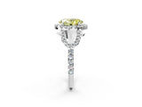 White gold Fancy Yellow Oval Cut Cut Diamond Halo Engagement Ring with Open Split Pavé Band_2