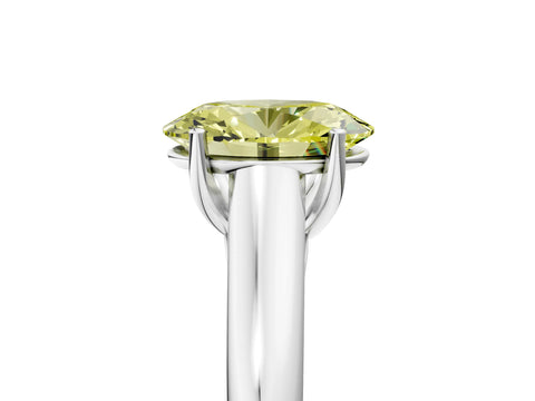 White gold Fancy Yellow Oval Cut Cut Diamond Solitaire Engagement Ring with Tapered Plain Band and Four-Prong Setting_17