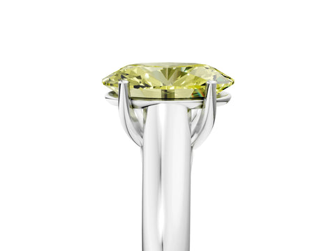 White gold Fancy Yellow Oval Cut Cut Diamond Solitaire Engagement Ring with Tapered Plain Band and Four-Prong Setting_5