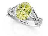 White gold Fancy Yellow Oval Cut Cut Diamond Twisted Band with Milgrain Pave Setting and Four-Prong Setting_1