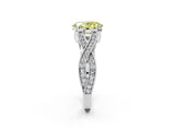 White gold Fancy Yellow Oval Cut Cut Diamond Twisted Band with Milgrain Pave Setting and Four-Prong Setting_2