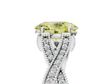 White gold Fancy Yellow Oval Cut Cut Diamond Twisted Band with Milgrain Pave Setting and Four-Prong Setting_5