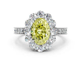 White gold Fancy Yellow Oval Cut Cut Halo Diamond Pavé Engagement Ring with Milgrain Detailing_12