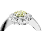 White gold Fancy Yellow Oval Cut Cut Halo Diamond Pavé Engagement Ring with Milgrain Detailing_16