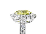 White gold Fancy Yellow Oval Cut Cut Halo Diamond Pavé Engagement Ring with Milgrain Detailing_17