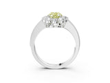 White gold Fancy Yellow Oval Cut Cut Halo Diamond Pavé Engagement Ring with Milgrain Detailing_3