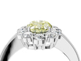 White gold Fancy Yellow Oval Cut Cut Halo Diamond Pavé Engagement Ring with Milgrain Detailing_4