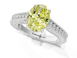 White gold Fancy Yellow Oval Cut Cut Pave Band Milgrain Solitaire Ring_1