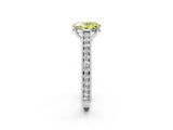 White gold Fancy Yellow Oval Cut Cut Pave Band Milgrain Solitaire Ring_2