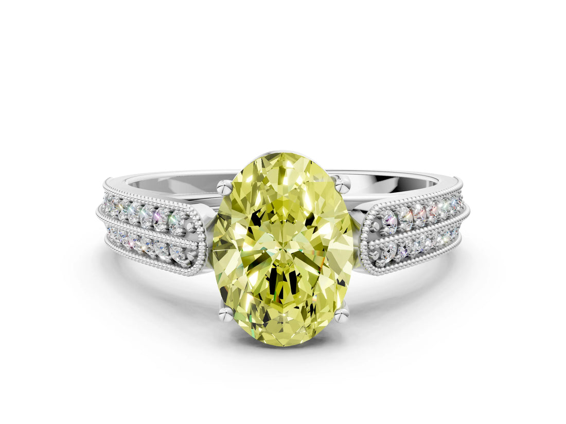 White gold Fancy Yellow Oval Cut Cut Pave Split Shank Engagement Ring with Four-Prong Setting_12
