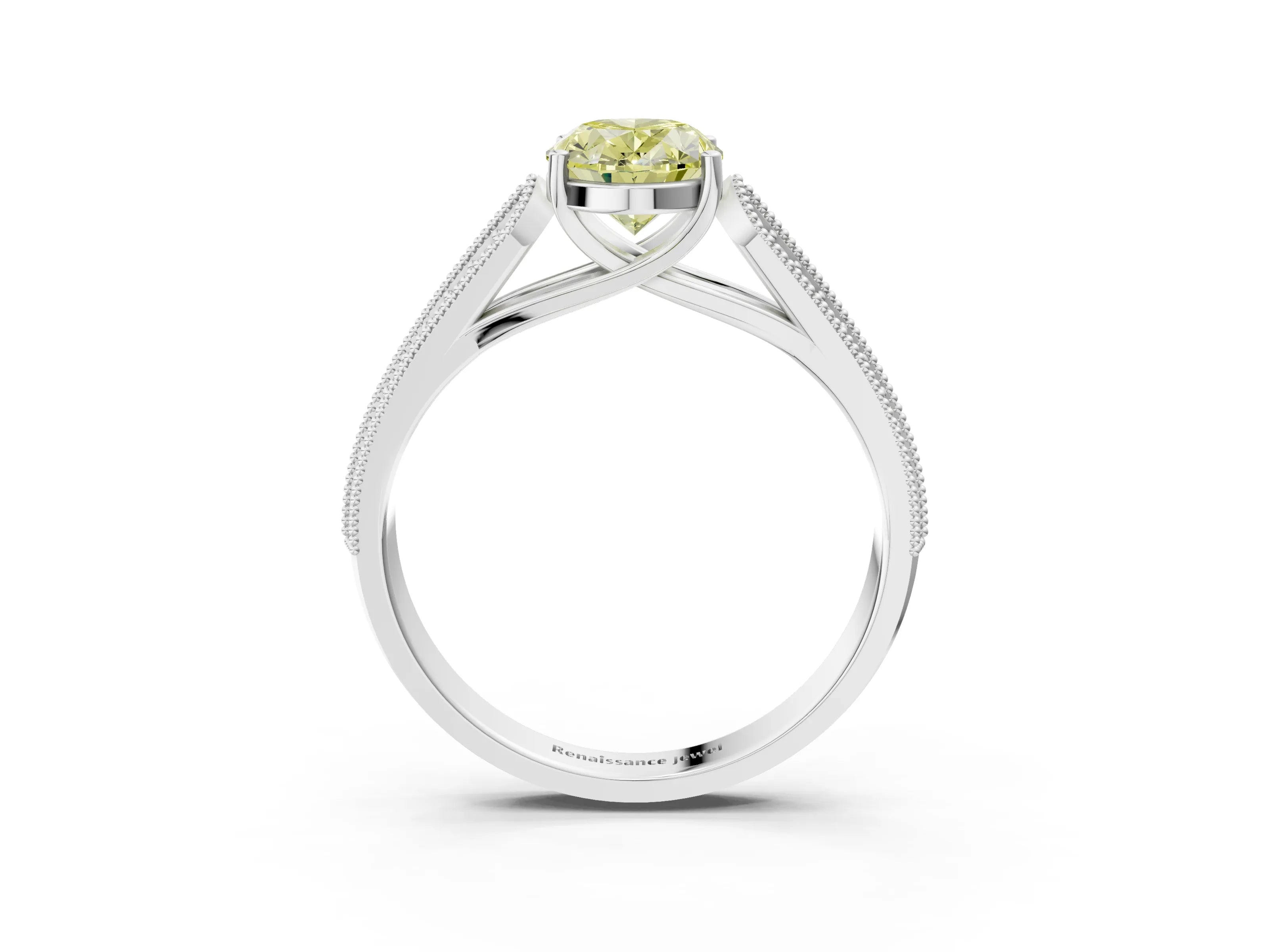 White gold Fancy Yellow Oval Cut Cut Pave Split Shank Engagement Ring with Four-Prong Setting_15