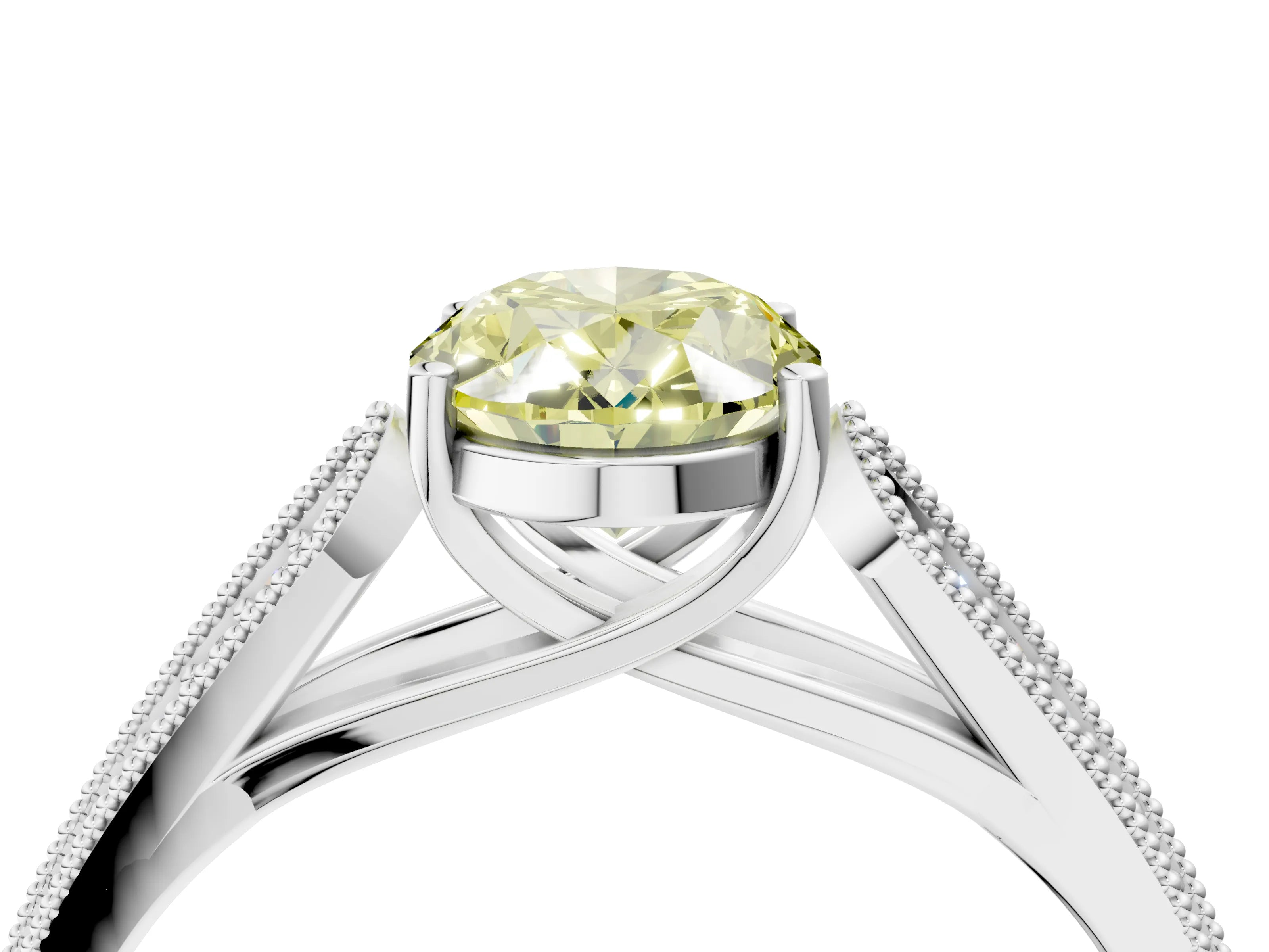 White gold Fancy Yellow Oval Cut Cut Pave Split Shank Engagement Ring with Four-Prong Setting_16