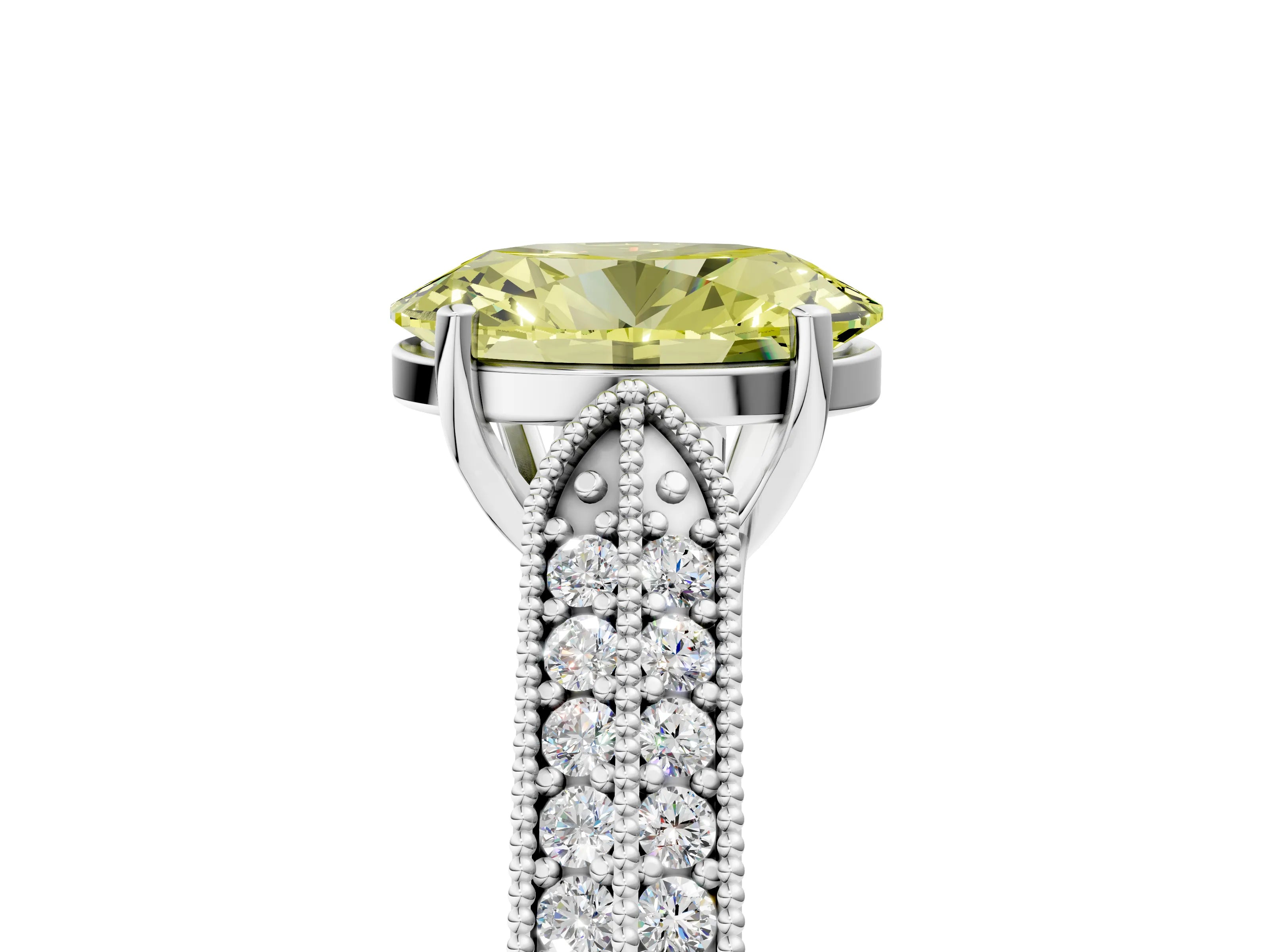 White gold Fancy Yellow Oval Cut Cut Pave Split Shank Engagement Ring with Four-Prong Setting_17