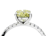 White gold Fancy Yellow Oval Cut Diamond Brilliant Solitaire Ring with Pavé Band and Four-Prong Setting_10
