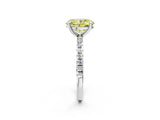 White gold Fancy Yellow Oval Cut Diamond Brilliant Solitaire Ring with Pavé Band and Four-Prong Setting_2