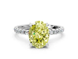 White gold Fancy Yellow Oval Cut Diamond Brilliant Solitaire Ring with Pavé Band and Four-Prong Setting_36