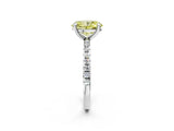 White gold Fancy Yellow Oval Cut Diamond Brilliant Solitaire Ring with Pavé Band and Four-Prong Setting_38
