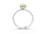 White gold Fancy Yellow Oval Cut Diamond Brilliant Solitaire Ring with Pavé Band and Four-Prong Setting_39