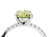White gold Fancy Yellow Oval Cut Diamond Brilliant Solitaire Ring with Pavé Band and Four-Prong Setting_40