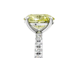 White gold Fancy Yellow Oval Cut Diamond Brilliant Solitaire Ring with Pavé Band and Four-Prong Setting_5