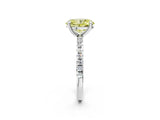 White gold Fancy Yellow Oval Cut Diamond Brilliant Solitaire Ring with Pavé Band and Four-Prong Setting_8