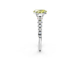 White gold Fancy Yellow Oval Cut Diamond Cathedral Solitaire Ring with Round  Pavé Band_220