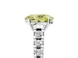 White gold Fancy Yellow Oval Cut Diamond Cathedral Solitaire Ring with Round  Pavé Band_227