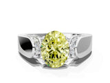 White gold Fancy Yellow Oval Cut Diamond Channel Set Solitaire Ring with Four-Prong Setting_38