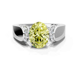 White gold Fancy Yellow Oval Cut Diamond Channel Set Solitaire Ring with Four-Prong Setting_38
