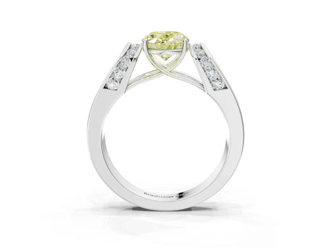 White gold Fancy Yellow Oval Cut Diamond Channel Set Solitaire Ring with Four-Prong Setting_41