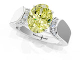 White gold Fancy Yellow Oval Cut Diamond Channel Set Solitaire Ring with Four-Prong Setting_43