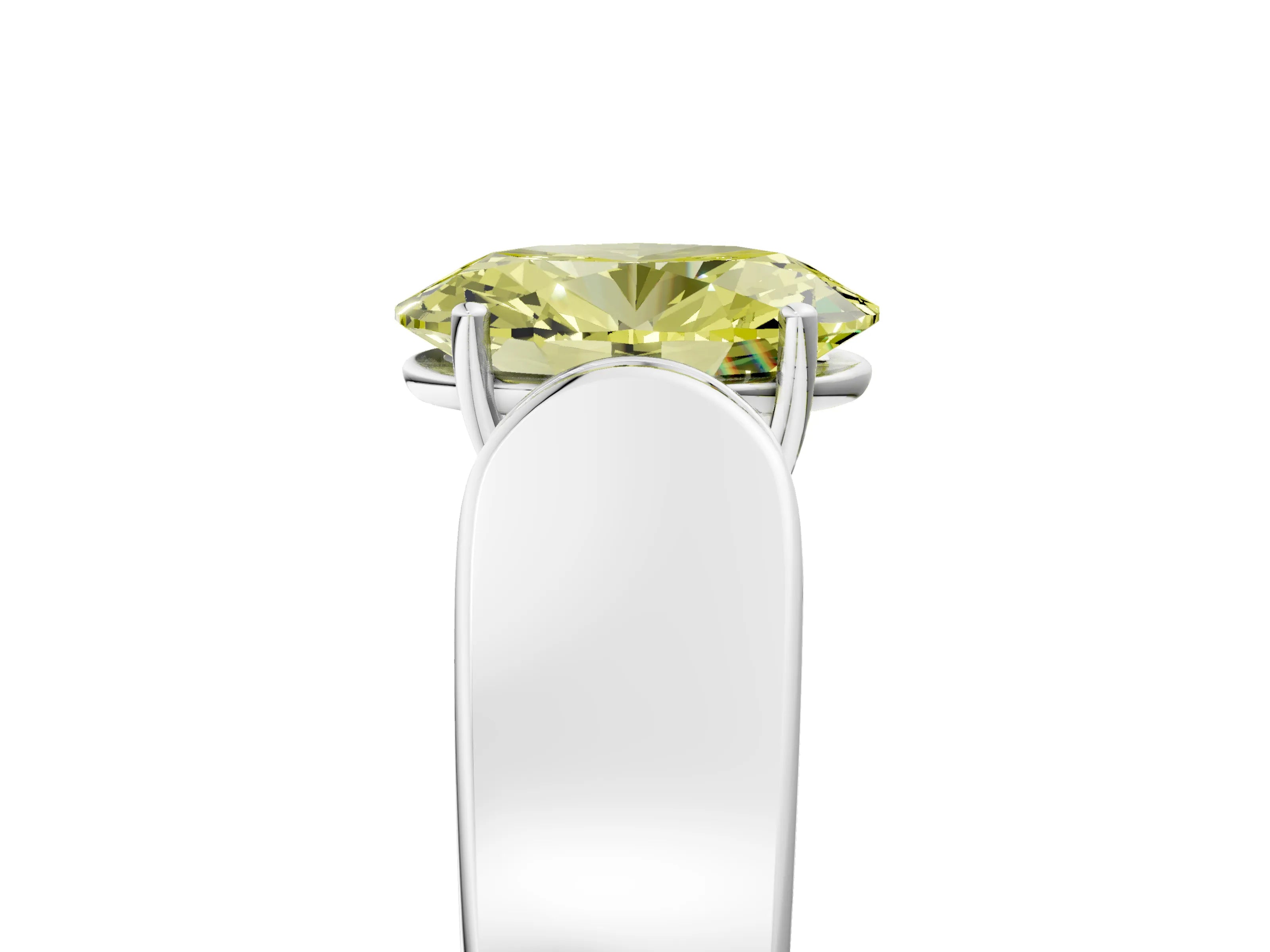 White gold Fancy Yellow Oval Cut Diamond Channel Set Solitaire Ring with Four-Prong Setting_43