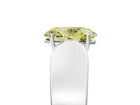 White gold Fancy Yellow Oval Cut Diamond Channel Set Solitaire Ring with Four-Prong Setting_43