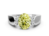 White gold Fancy Yellow Oval Cut Diamond Channel Set Solitaire Ring with Four-Prong Setting_74