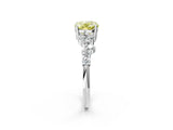 White gold Fancy Yellow Oval Cut Diamond Cluster Pavé Band with Four-Prong Setting_14