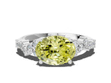 White gold Fancy Yellow Oval Cut Diamond Cluster Pavé Band with Four-Prong Setting_3