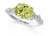 White gold Fancy Yellow Oval Cut Diamond Cluster Pavé Band with Four-Prong Setting_4