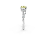 White gold Fancy Yellow Oval Cut Diamond Cluster Pavé Band with Four-Prong Setting_5