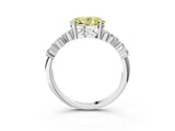 White gold Fancy Yellow Oval Cut Diamond Cluster Pavé Band with Four-Prong Setting_6