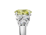 White gold Fancy Yellow Oval  Cut Diamond Cluster Ring with Round Accent Stones and Prong Setting on a Classic Band_53