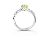 White gold Fancy Yellow Oval Cut Diamond Cluster Side Stone Solitaire Ring with Prong Setting_94