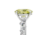 White gold Fancy Yellow Oval Cut Diamond Cluster Side Stone Solitaire Ring with Prong Setting_96